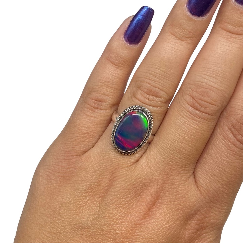 Aura Fire Opal Solid Sterling Silver 925. - image 1